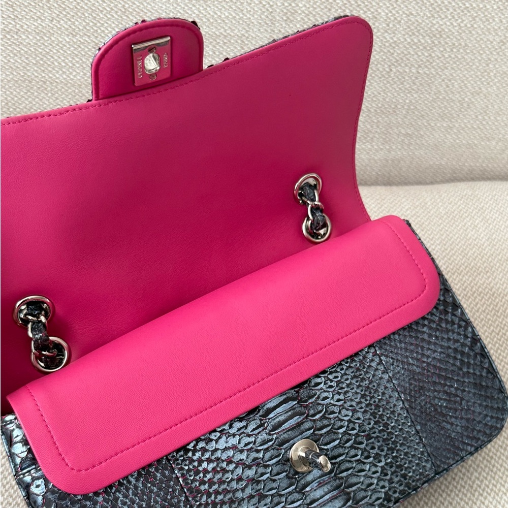 CHANEL Iridescent Blue Multicolor Python Classic … - image 12